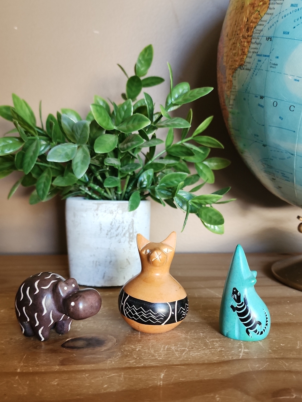 Carved soap stone figurines set of 3